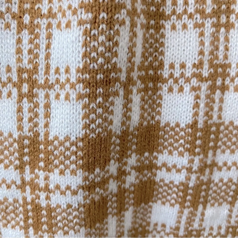 Timberland Buffalo Plaid Knit Scarf Tan Cream